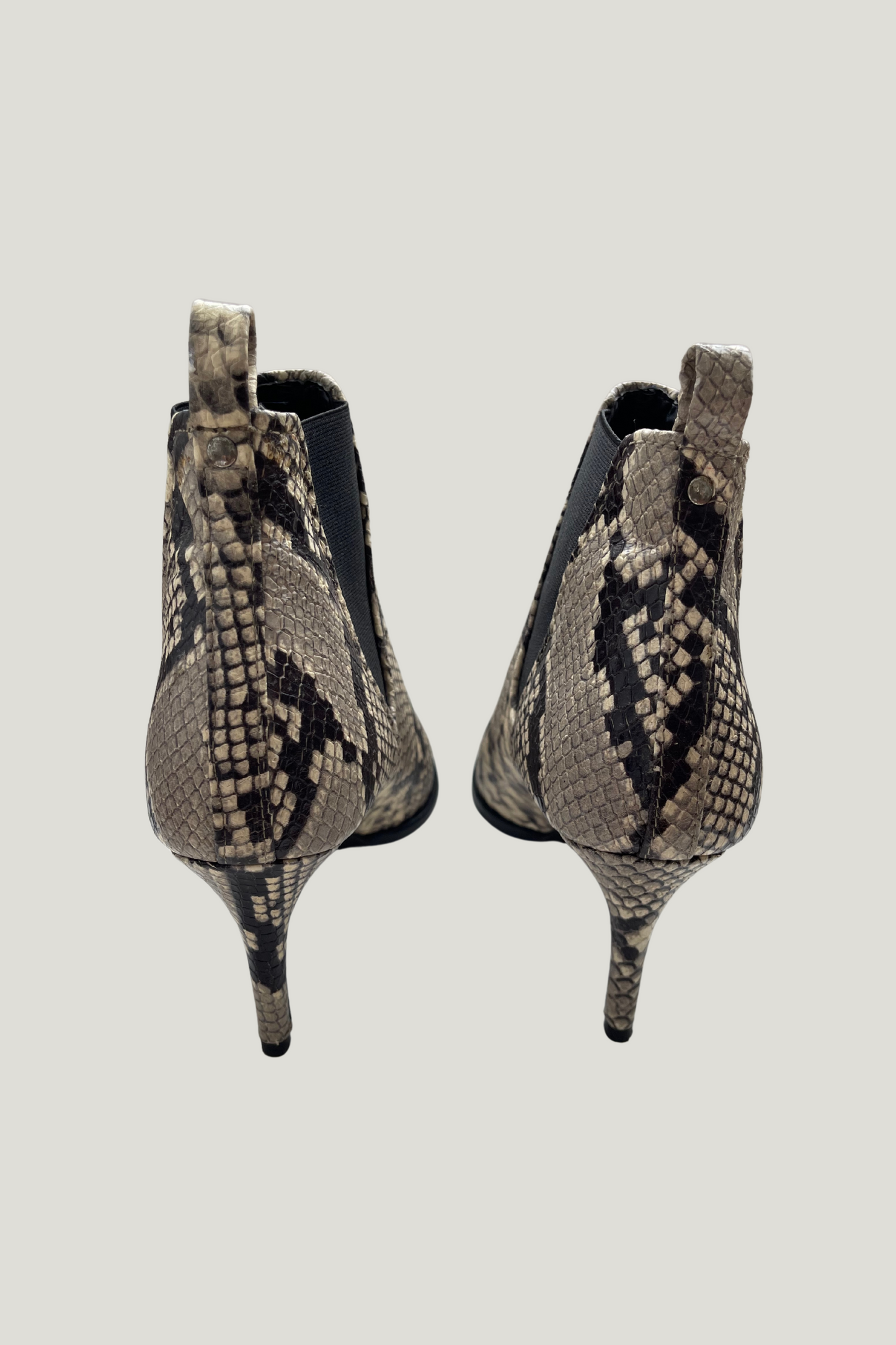 Zara Printed Leather High-heel Ankle Boots