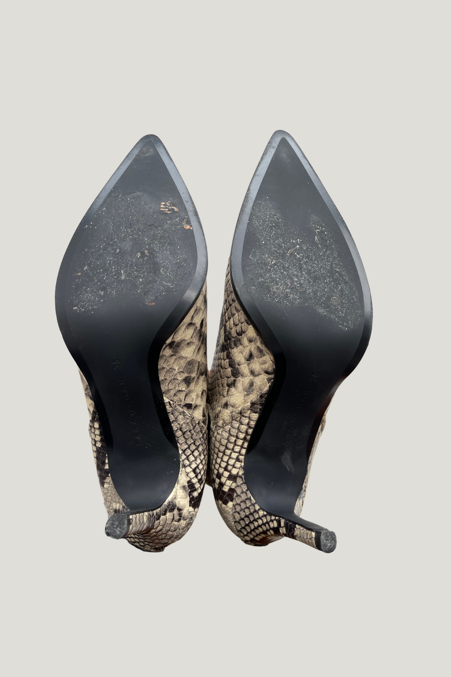 Zara Printed Leather High-heel Ankle Boots