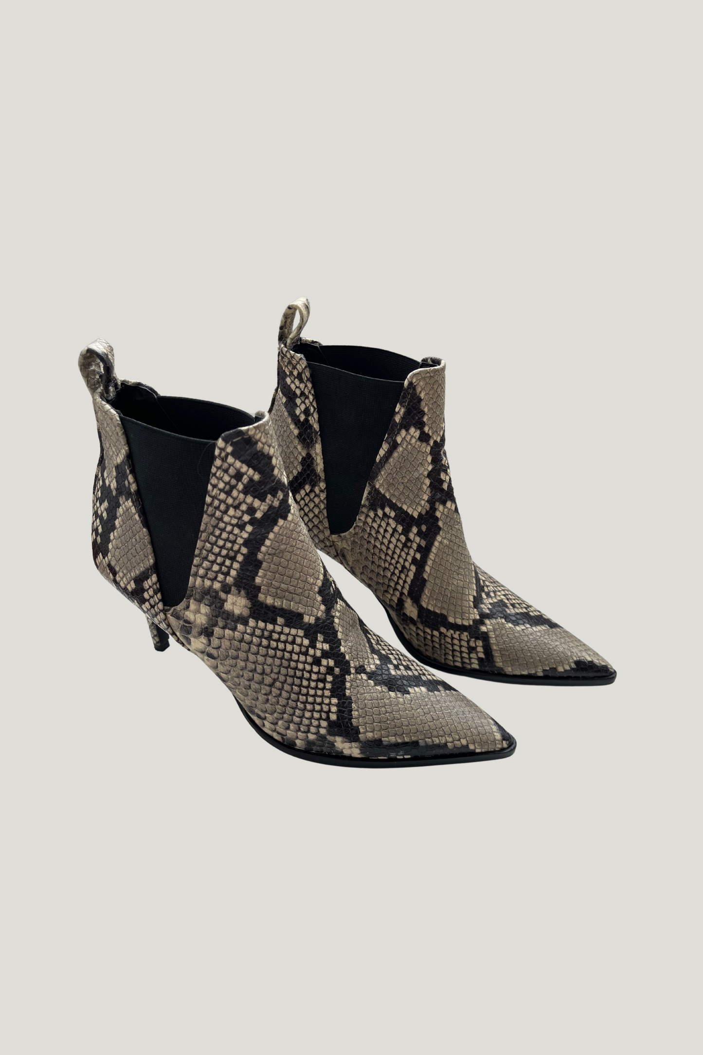 Zara Printed Leather High-heel Ankle Boots