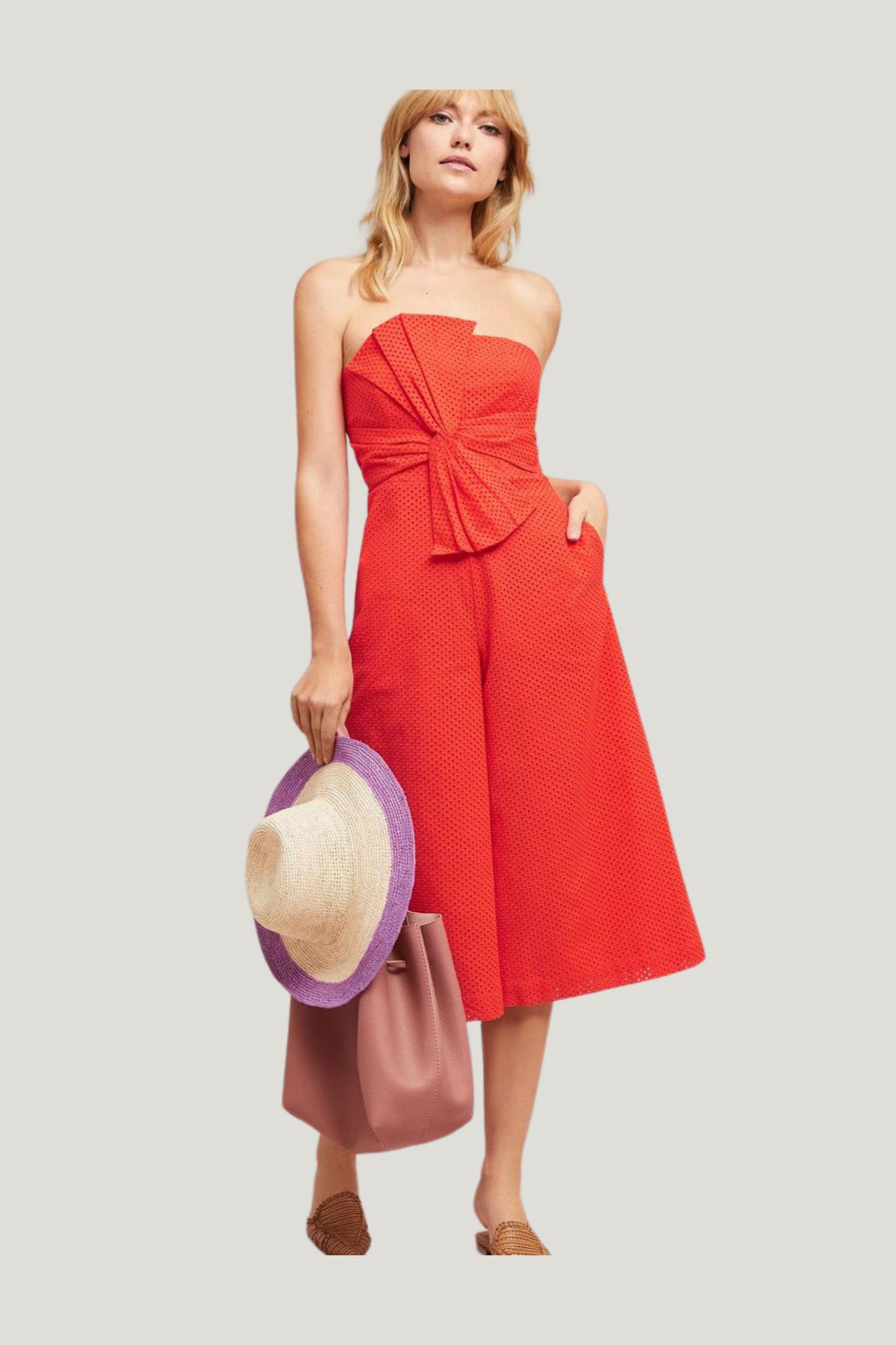 Anthropologie Tie-Front Eyelet Jumpsuit