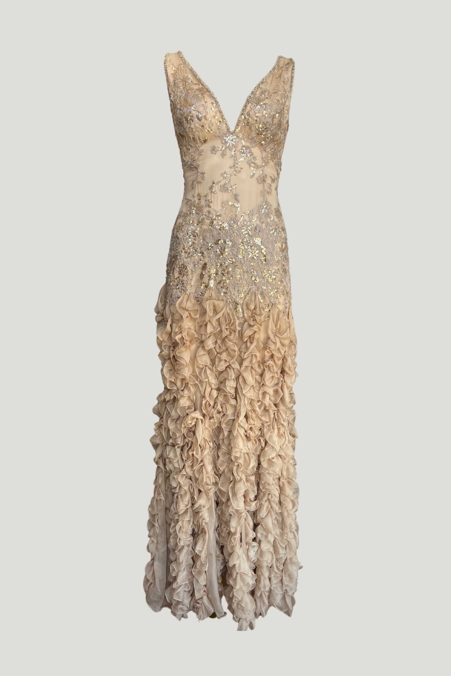 Claudia Arce Silk Sequins and Embroidery Dress