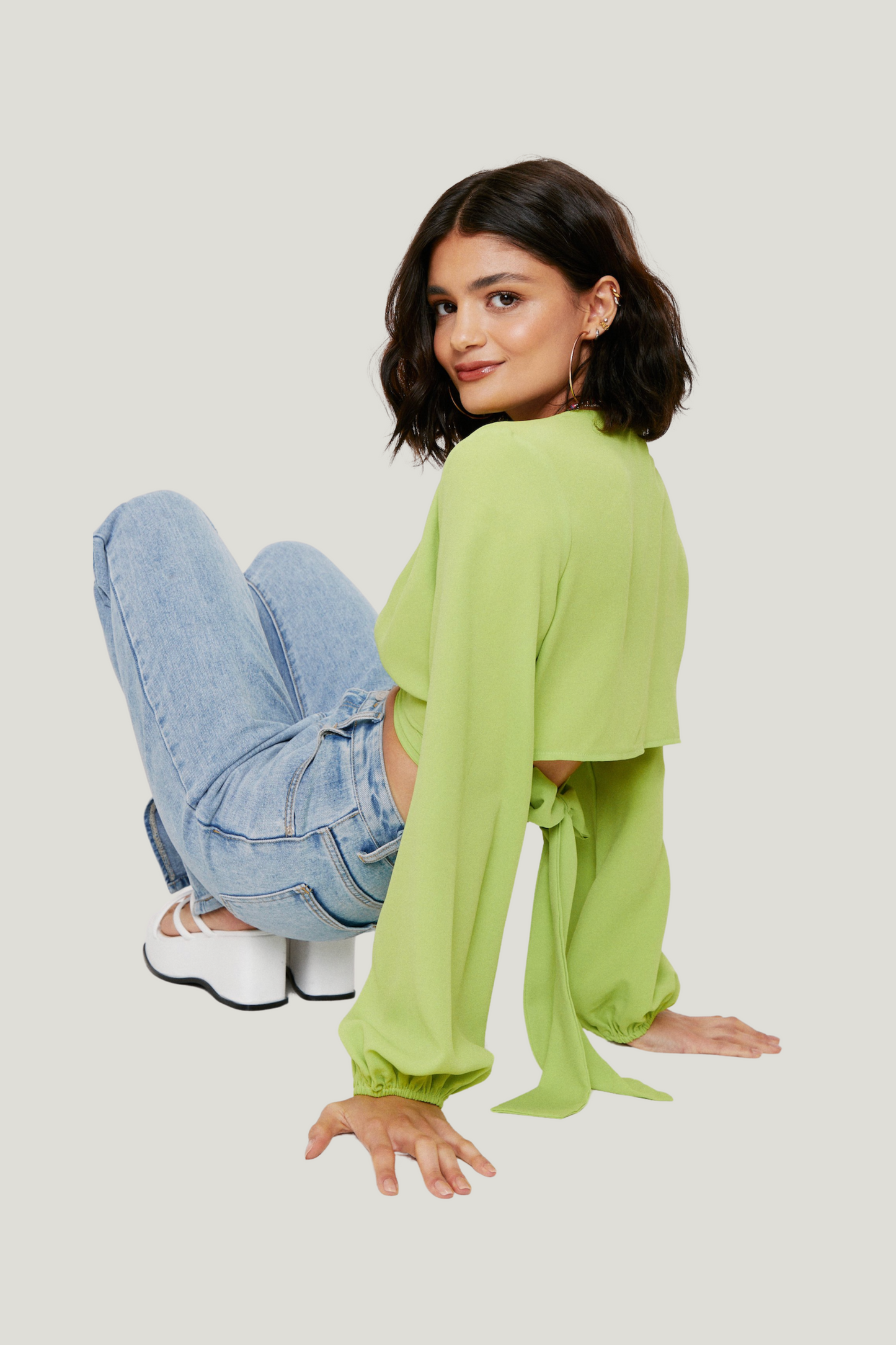 Nasty Gal O Ring Detail Green Crop Top
