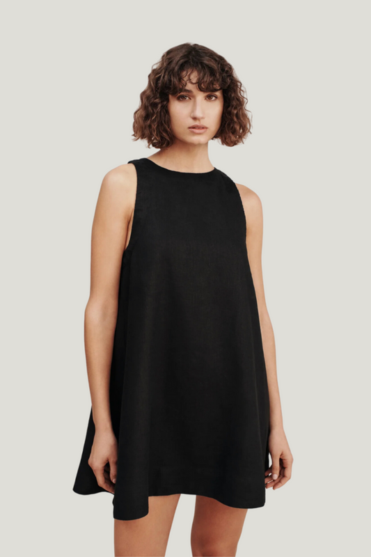 Posse Poppy Linen Black Mini Dress