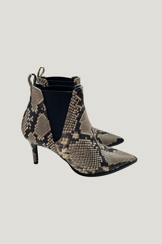 Zara Printed Leather High-heel Ankle Boots