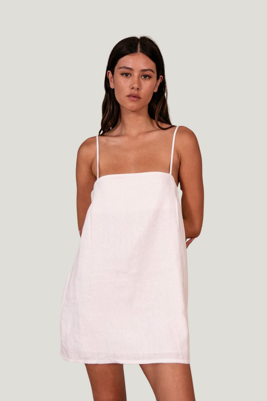 Posse Maggie Linen White Mini Dress