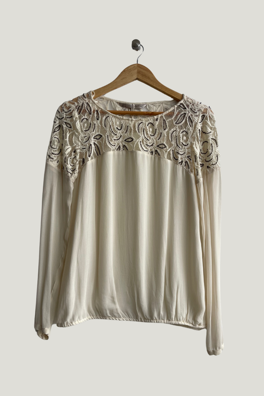 Zara Beige Lace Blouse
