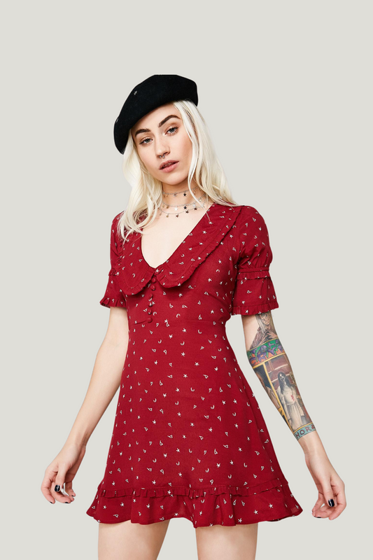 For Love & Lemons La Tez Mini Burgundy Dress