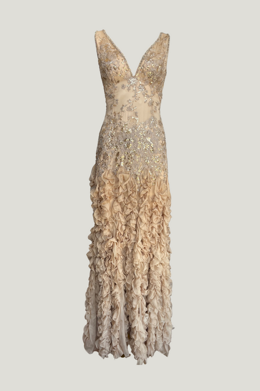 Claudia Arce Silk Sequins and Embroidery Dress