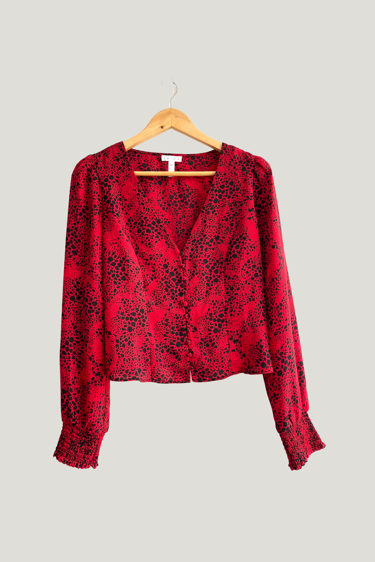 Leith Red with Black Animal Print  Blouse
