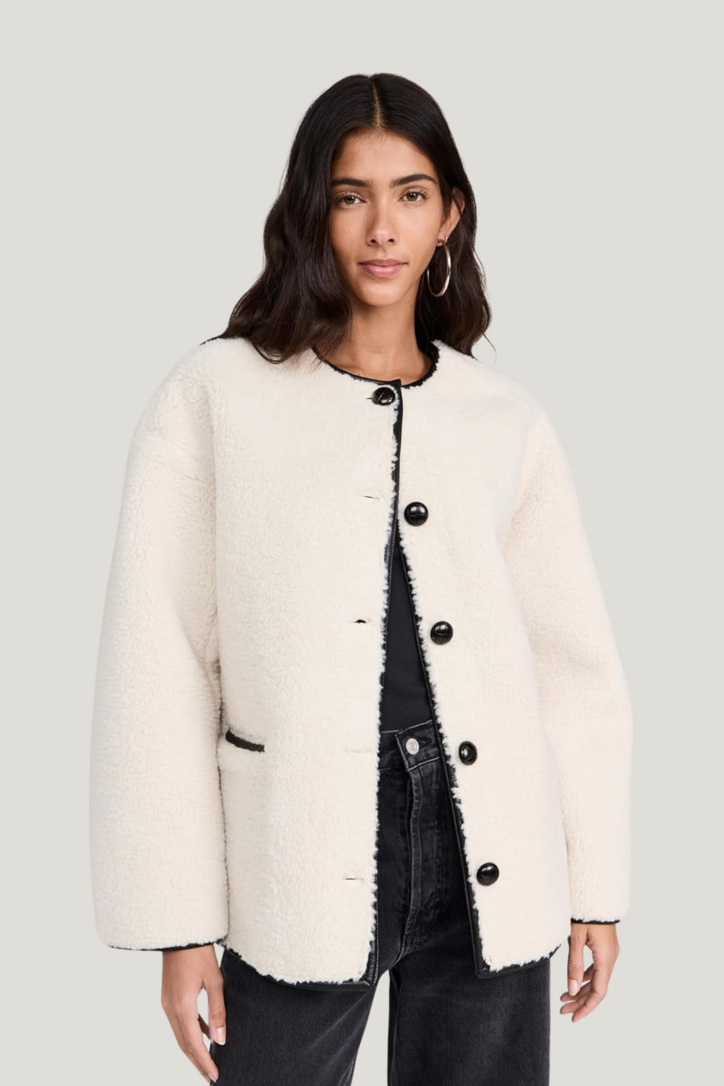 4th & Reckless Cream Faux Shearling Jacket