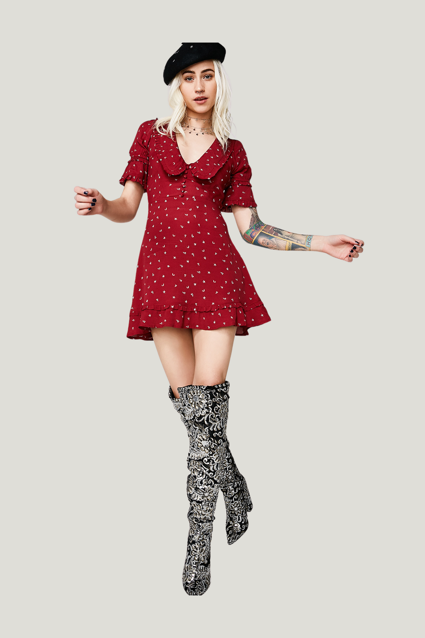 For Love & Lemons La Tez Mini Burgundy Dress