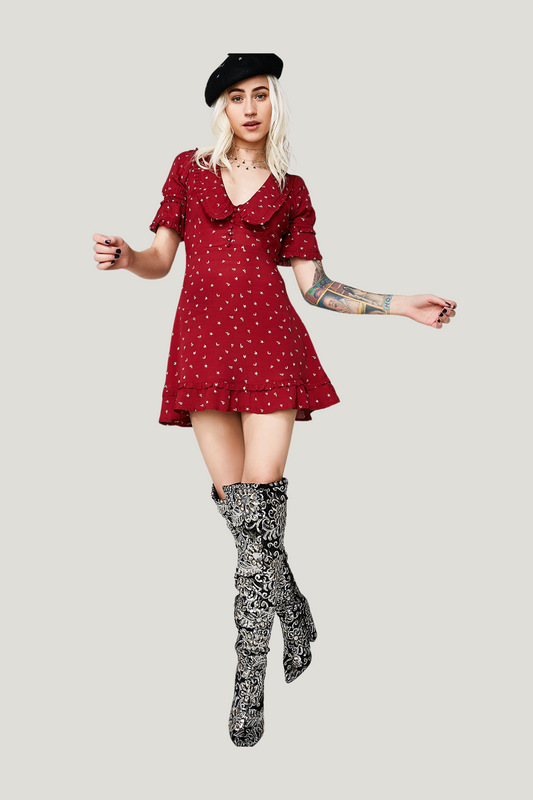 For Love & Lemons La Tez Mini Burgundy Dress