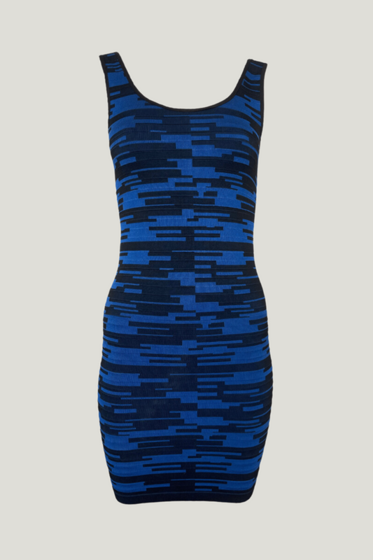 Bebe Blue and Black Stretch Mini Dress