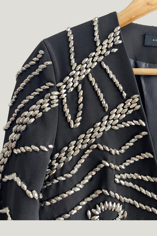 Endless Rose Embroidery Black Blazer
