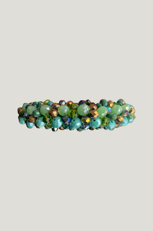 Beaded Headband Emerald Tones