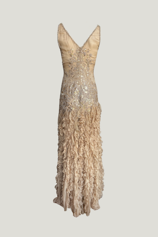 Claudia Arce Silk Sequins and Embroidery Dress